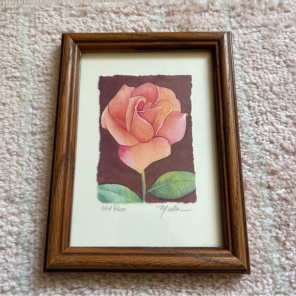 Hand Crafted Other - Signed Rose Art Print by Henry Mueiler Wild Rose